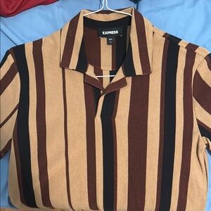 Express Casual Brown and Black Button Down Shirt